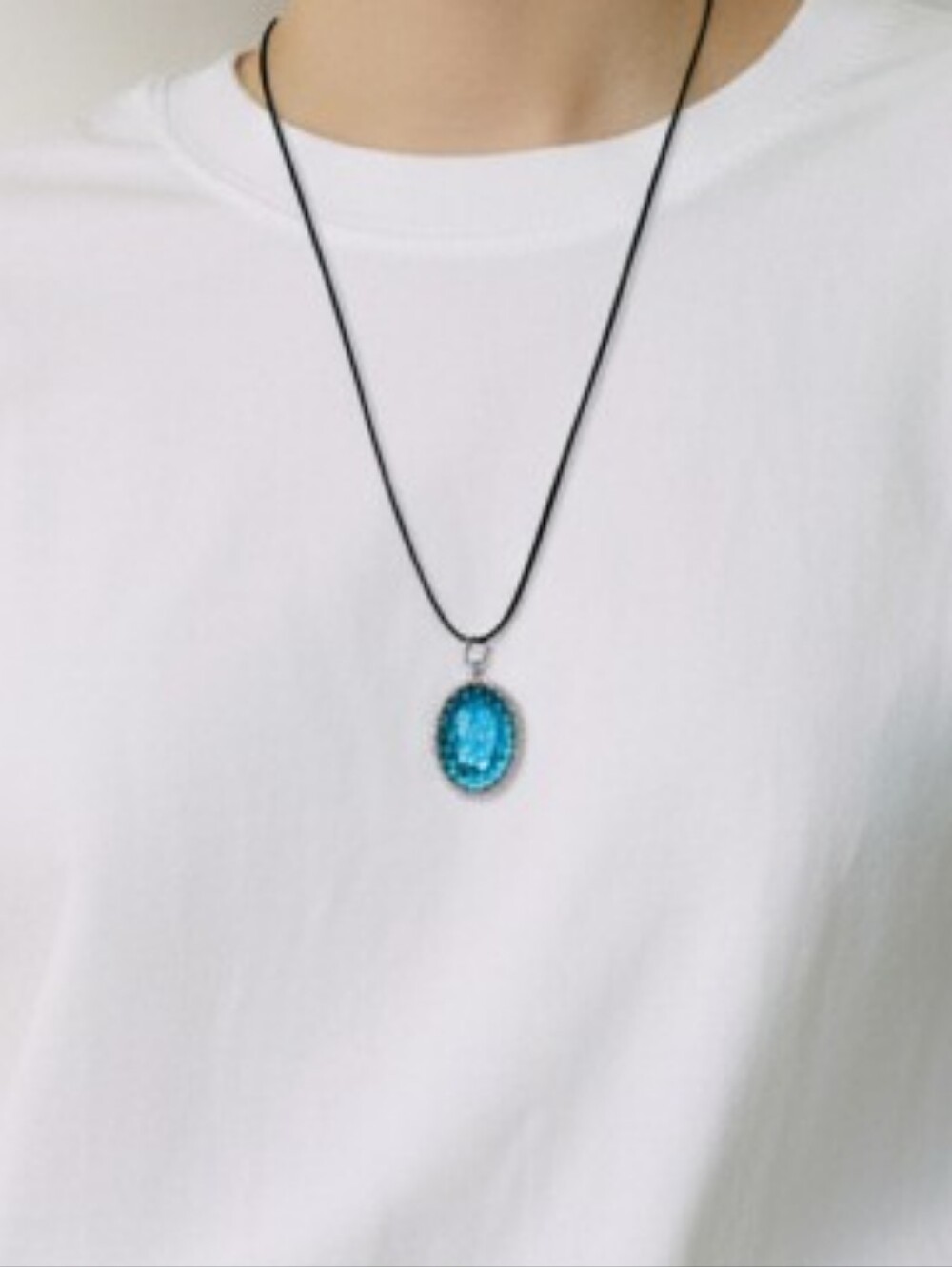 Cord Medallion Necklace Turquoise Charm  Western Indie Sleaze Whimsigoth Grunge